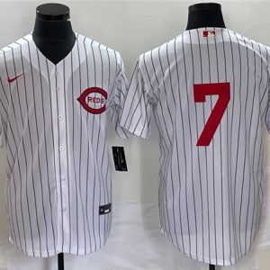 Men Cincinnati Reds #7 Spencer Steer White Field of Dreams Stitched Baseball Jersey