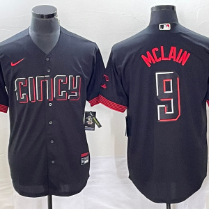 Men Cincinnati Reds #9 Matt McLain Black 2023 City Connect Cool Base Stitched Baseball Jersey