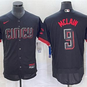 Men Cincinnati Reds #9 Matt McLain Black 2023 City Connect Flex Base Stitched Jersey