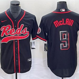 Men Cincinnati Reds #9 Matt McLain Black Cool Base Stitched Baseball Jersey