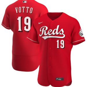 Men Cincinnati Reds Red #19 Joey Votto Flex Base Stitched MLB Jersey