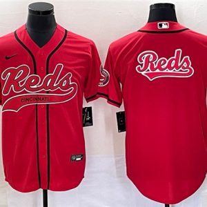 Men Cincinnati Reds Red Team Big Logo With Patch Cool Base Stitched Baseball Jersey