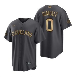 Men Cleveland Guardians #0 Andres Gimenez Charcoal 2022 All-Star Cool Base Stitched Baseball Jersey