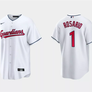 Men Cleveland Guardians #1 Amed Rosario White Cool Base Stitched Jersey