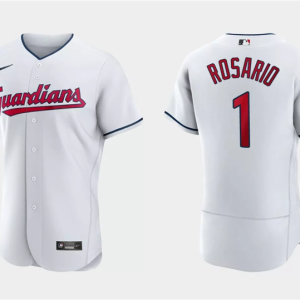 Men Cleveland Guardians #1 Amed Rosario White Flex Base Stitched Jersey