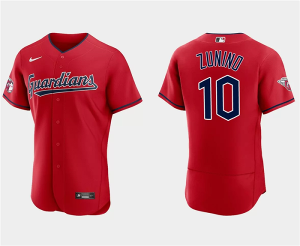 Men Cleveland Guardians #10 Mike Zunino Red Flex Base Stitched Jersey