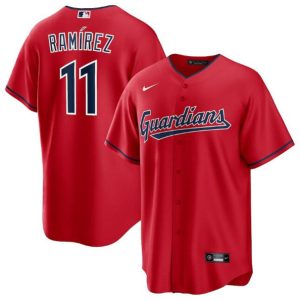 Men Cleveland Guardians #11 Jose Ramirez Red Cool Base Stitched Baseball Jersey