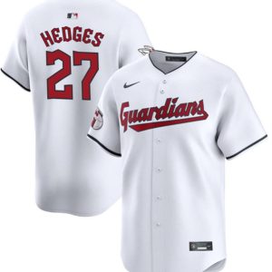 Men Cleveland Guardians #27 Austin Hedges White Cool Base Stitched Baseball Jersey