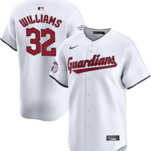 Men Cleveland Guardians #32 Gavin Williams White Cool Base Stitched Baseball Jersey