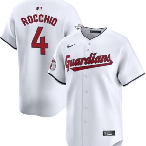 Men Cleveland Guardians #4 Brayan Rocchio White Cool Base Stitched Baseball Jersey