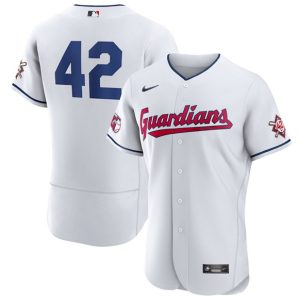 Men Cleveland Guardians #42 Jackie Robinson White Flex Base Stitched Jersey