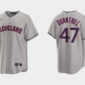 Men Cleveland Guardians #47 Cal Quantrill Gray Cool Base Stitched Jersey