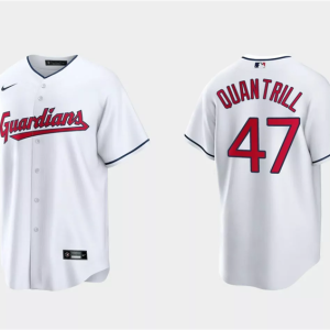 Men Cleveland Guardians #47 Cal Quantrill White Cool Base Stitched Jersey