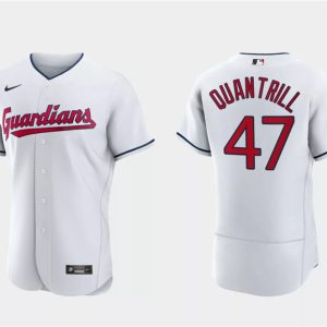 Men Cleveland Guardians #47 Cal Quantrill White Flex Base Stitched Jersey