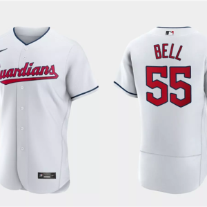 Men Cleveland Guardians #55 Josh Bell White Flex Base Stitched Jersey