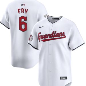 Men Cleveland Guardians #6 David Fry White Cool Base Stitched Baseball Jersey