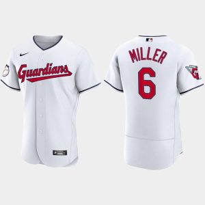 Men Cleveland Guardians #6 Owen Miller White Flex Base Stitched Jersey