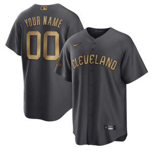 Men Cleveland Guardians Active Player Custom Charcoal 2022 All-Star Cool Base Stitched Baseball Jersey