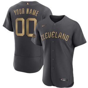 Men Cleveland Guardians Active Player Custom Charcoal 2022 All-Star Flex Base Stitched MLB Jersey