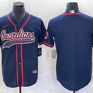 Men Cleveland Guardians Blank Navy Cool Base Stitched Jersey