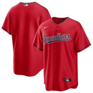 Men Cleveland Guardians Blank Red Cool Base Stitched Baseball Jersey