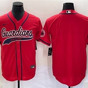 Men Cleveland Guardians Blank Red With Patch Cool Base Stitched Baseball Jersey