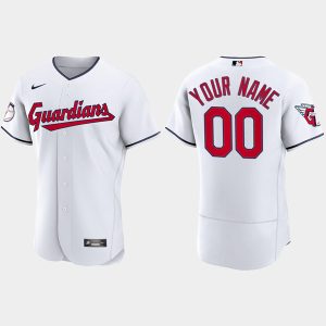 Men Cleveland Guardians Personalized Custom White Baseball Flex Base Stitched Jersey