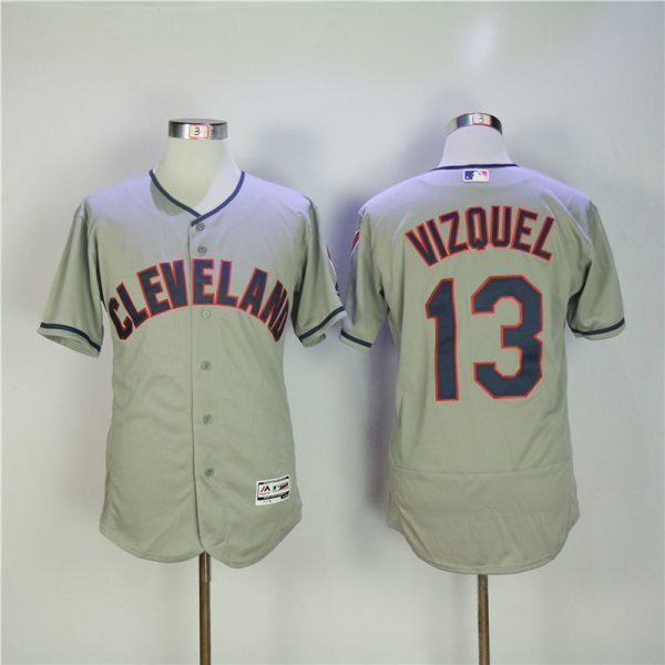 Men Cleveland Indians #13 Omar Vizquel Gray Flexbase Stitched MLB Jersey