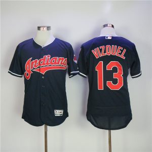 Men Cleveland Indians #13 Omar Vizquel Navy Flexbase Stitched MLB Jersey