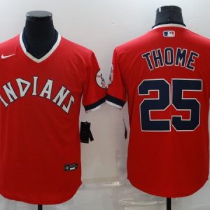 Men Cleveland Indians #25 Jim Thome Red Stitched Baseball Jersey