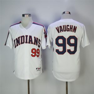 Men Cleveland Indians #99 Ricky Vaughn White Cooperstown Collection Stitched MLB Jersey