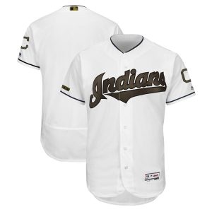 Men Cleveland Indians Blank White 2018 Memorial Day Flexbase Stitched MLB Jersey