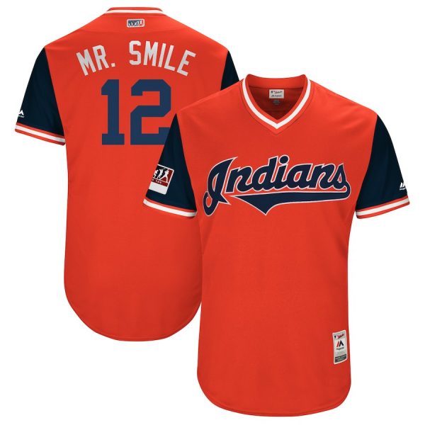 Men Cleveland Indians Francisco Lindor "Mr. Smile" Majestic Red/Navy 2018 Players' Weekend Jersey