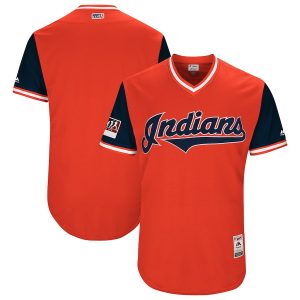 Men Cleveland Indians Majestic Red/Navy 2018 Players' Weekend Team Jersey