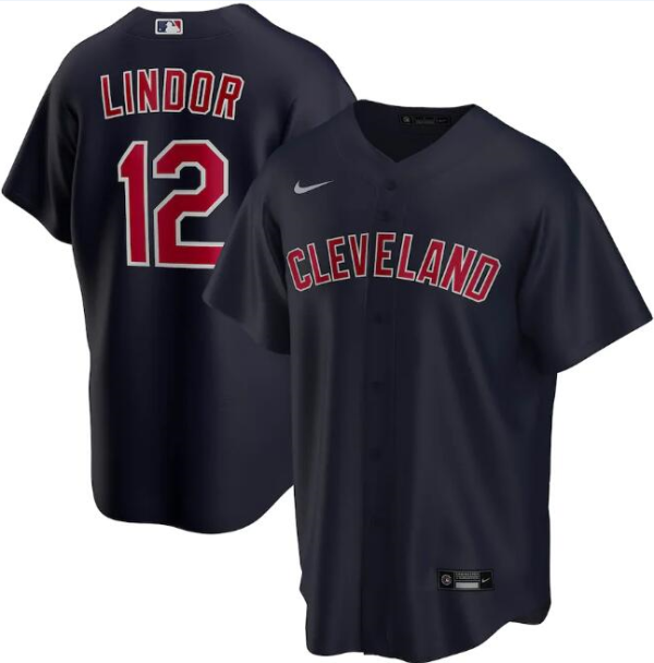 Men Cleveland Indians Navy #12 Francisco Lindor Cool Base Stitched MLB Jersey