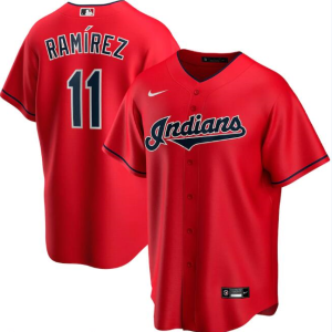 Men Cleveland Indians Red #11 Jose Ramirez Cool Base Stitched MLB Jersey