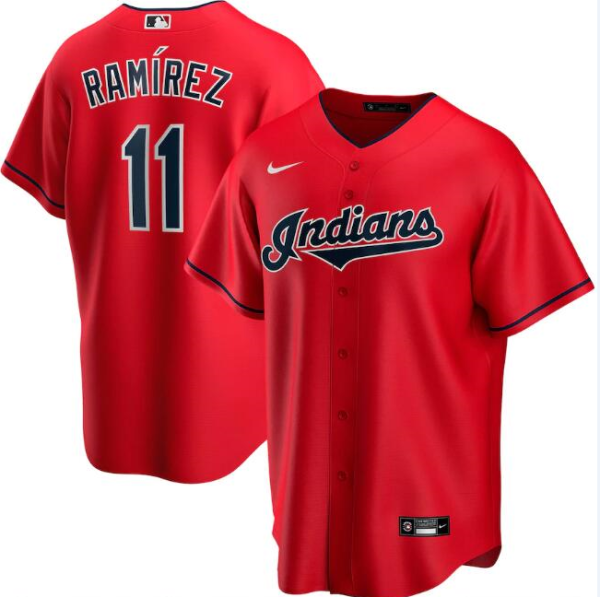 Men Cleveland Indians Red #11 Jose Ramirez Cool Base Stitched MLB Jersey