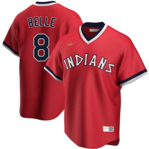 Men Cleveland Indians Red #8 Albert Belle Cool Base Stitched MLB Jersey