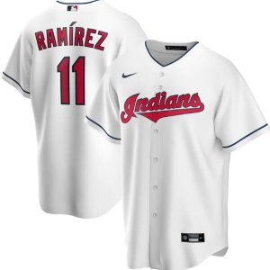 Men Cleveland Indians White #11 Jose Ramirez Cool Base Stitched MLB Jersey