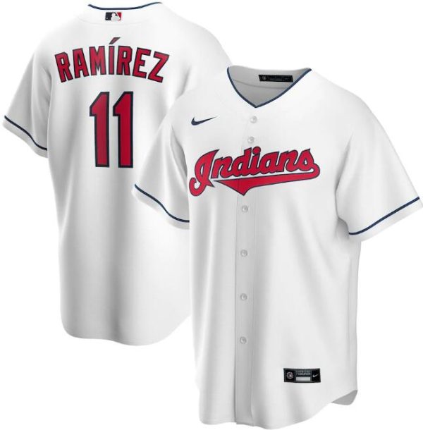 Men Cleveland Indians White #11 Jose Ramirez Cool Base Stitched MLB Jersey