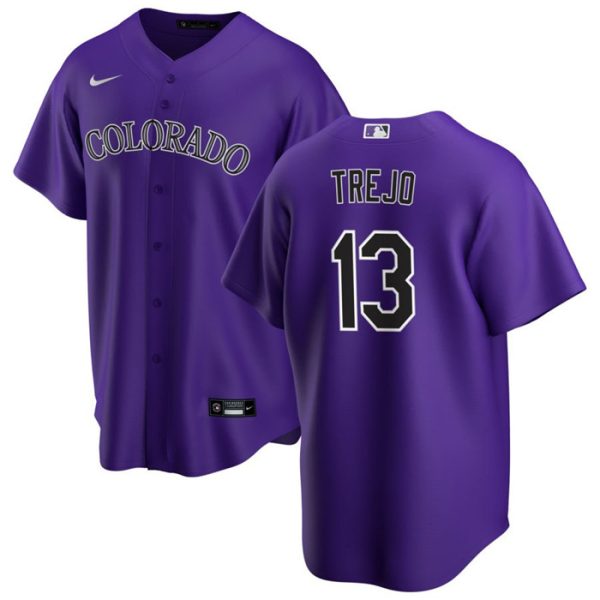 Men Colorado Rockies #13 Alan Trejo Purple Stitched Baseball Jersey