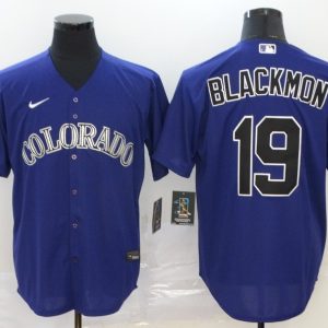 Men Colorado Rockies #19 Charlie Blackmon Blue Cool Base Stitched MLB Jersey