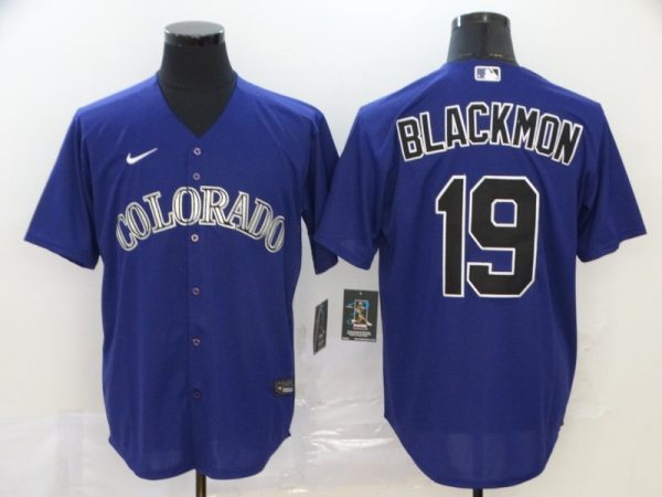 Men Colorado Rockies #19 Charlie Blackmon Blue Cool Base Stitched MLB Jersey