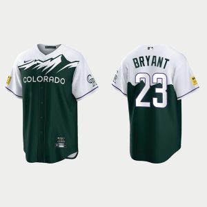 Men Colorado Rockies #23 Kris Bryant Green 2022 City Connect Stitched Baseball Jersey