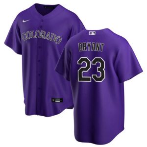 Men Colorado Rockies #23 Kris Bryant Purple Stitched Baseball Jersey