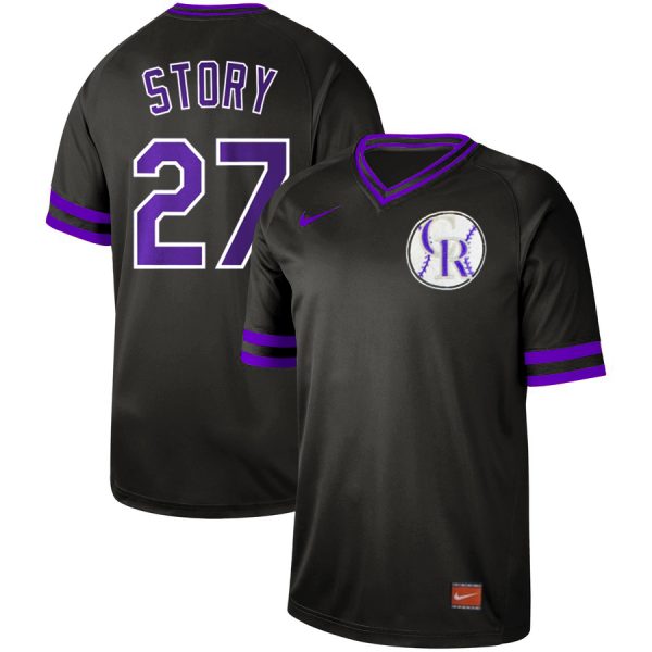 Men Colorado Rockies #27 Trevor Story Black Cooperstown Collection Legend Stitched MLB Jersey