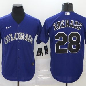 Men Colorado Rockies #28 Nolan Arenado Blue Cool Base Stitched MLB Jersey