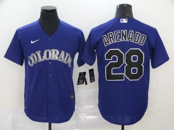 Men Colorado Rockies #28 Nolan Arenado Blue Cool Base Stitched MLB Jersey