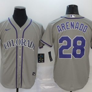 Men Colorado Rockies #28 Nolan Arenado Grey Cool Base Stitched MLB Jersey