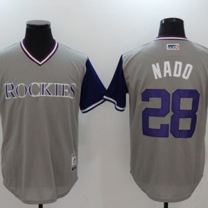 Men Colorado Rockies #28 Nolan Arenado Grey Stitched Jersey